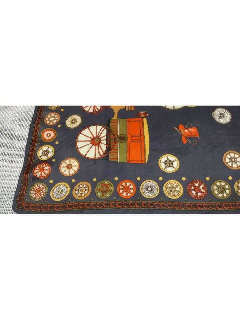 60s Lilly D'or Men's Scarf Carriages Acetate MCM Menswear Dandy Victorian Wheels